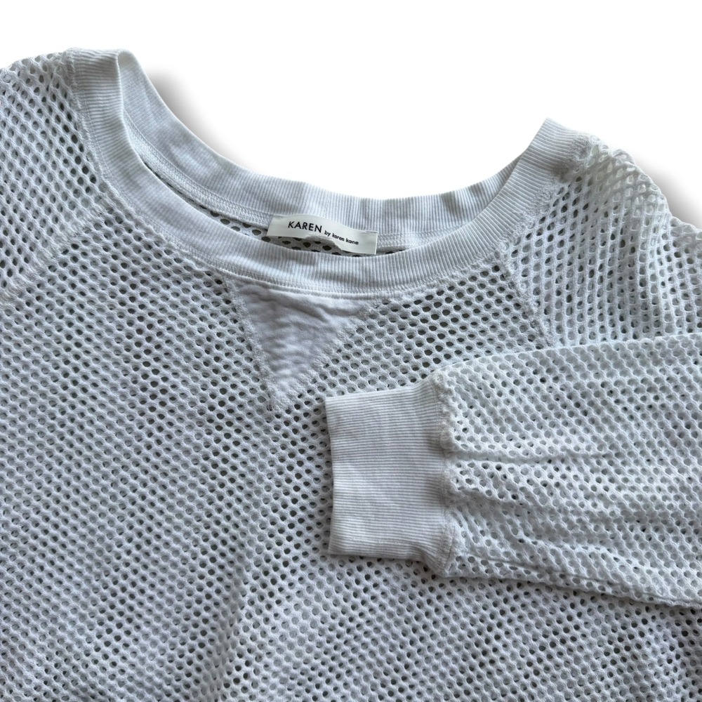 Karen by Karen Kane Womens White Mesh Knit Pullover Sweater Long Sleeve CrewNeck